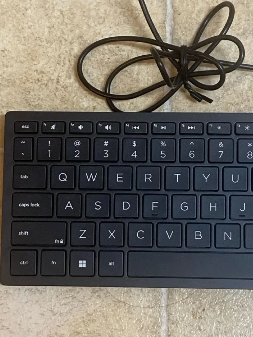 HP Slim Black Wired USB Full-Size Keyboard with Numeric Keypad
